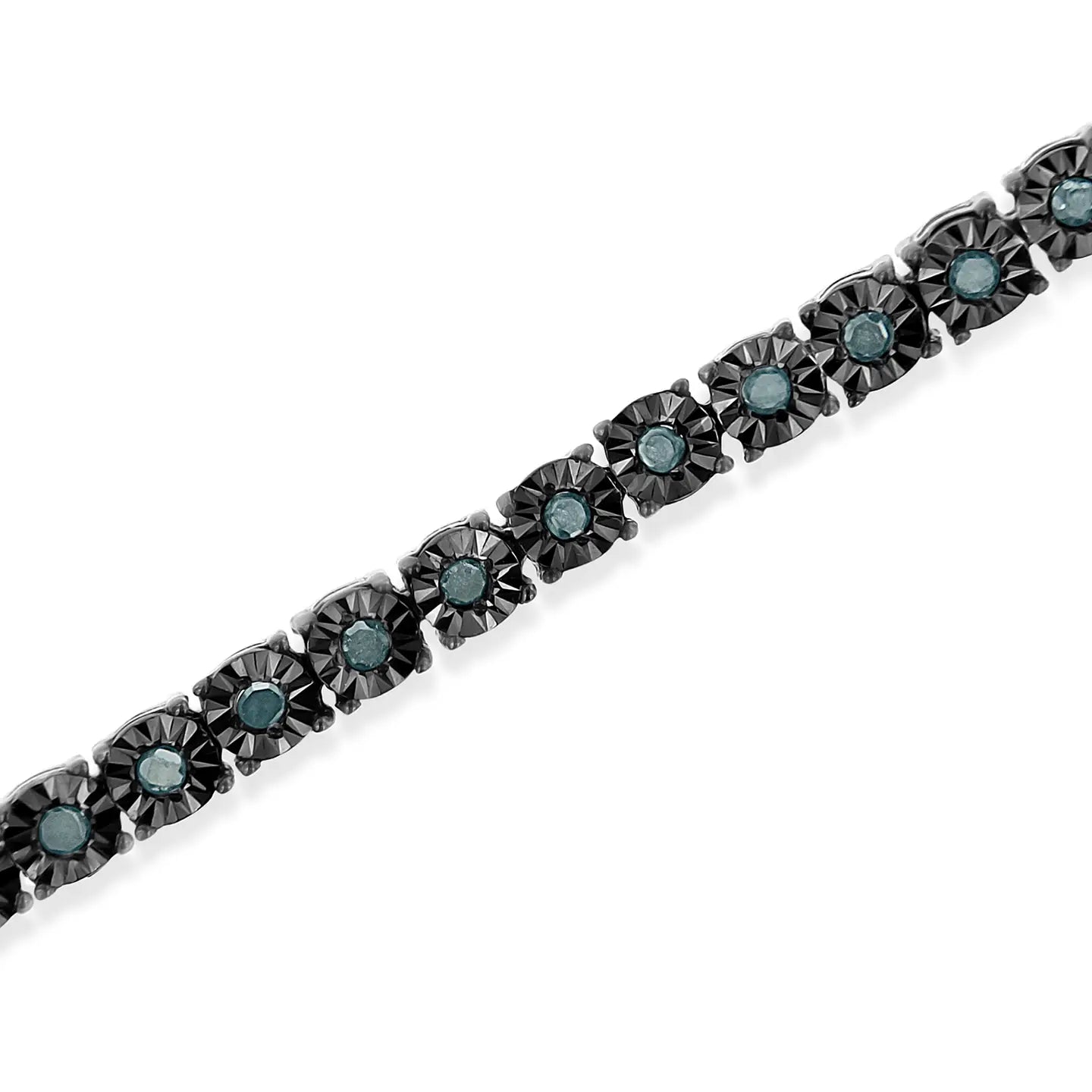 Sterling Silver Treated Blue Diamond Tennis Bracelet