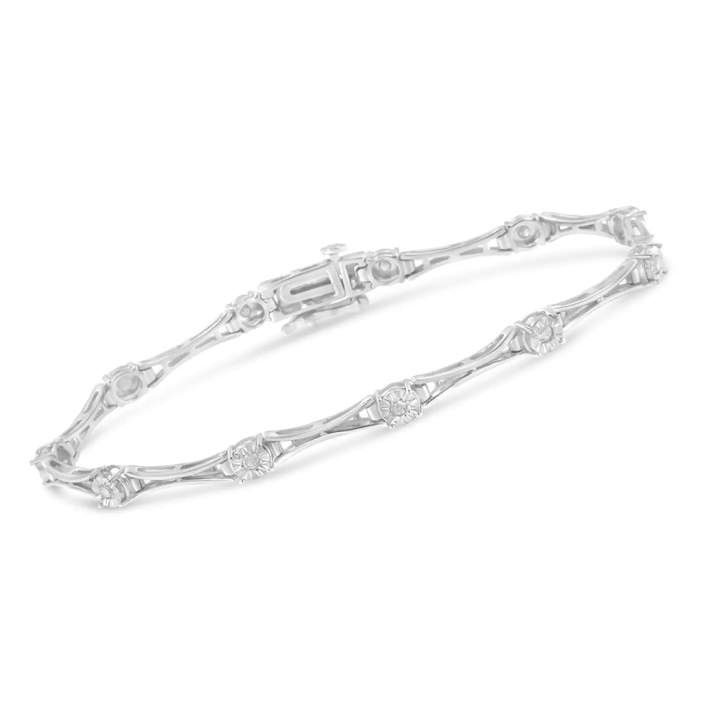 Sterling Silver 1/4 Carat Diamond Link Tennis Bracelet