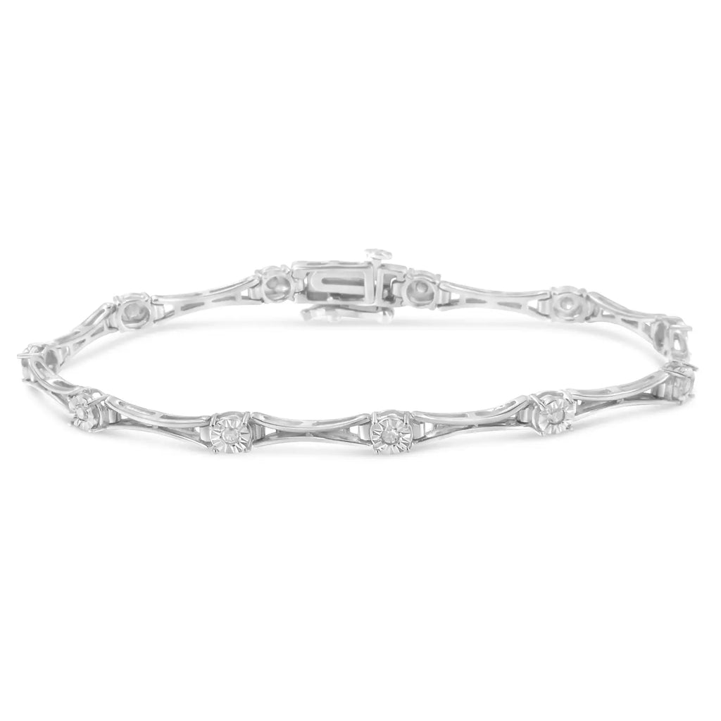 Sterling Silver 1/4 Carat Diamond Link Tennis Bracelet