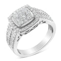 10K White Gold 1.0 Diamond Cluster Wedding Ring