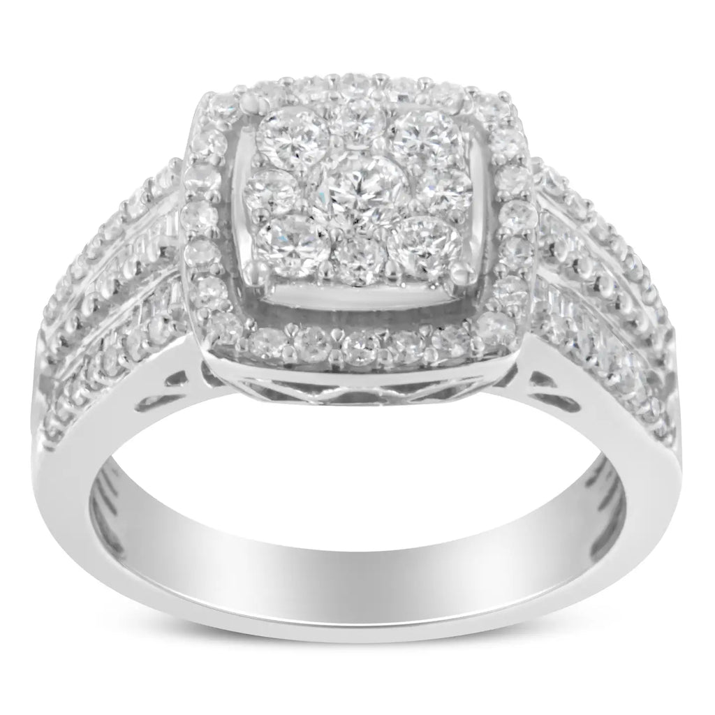 10K White Gold 1.0 Diamond Cluster Wedding Ring