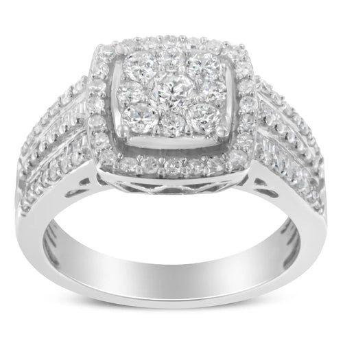10K White Gold 1.0 Diamond Cluster Wedding Ring