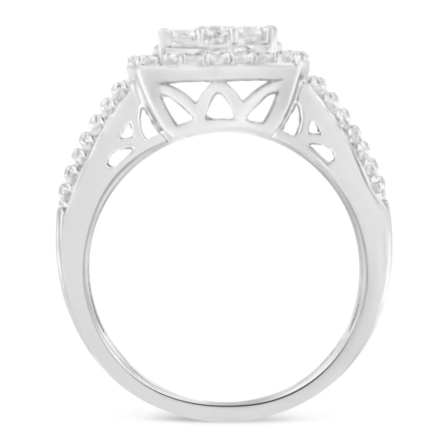 10K White Gold 1.0 Diamond Cluster Wedding Ring