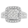10K White Gold 1.0 Diamond Wedding Cluster Ring