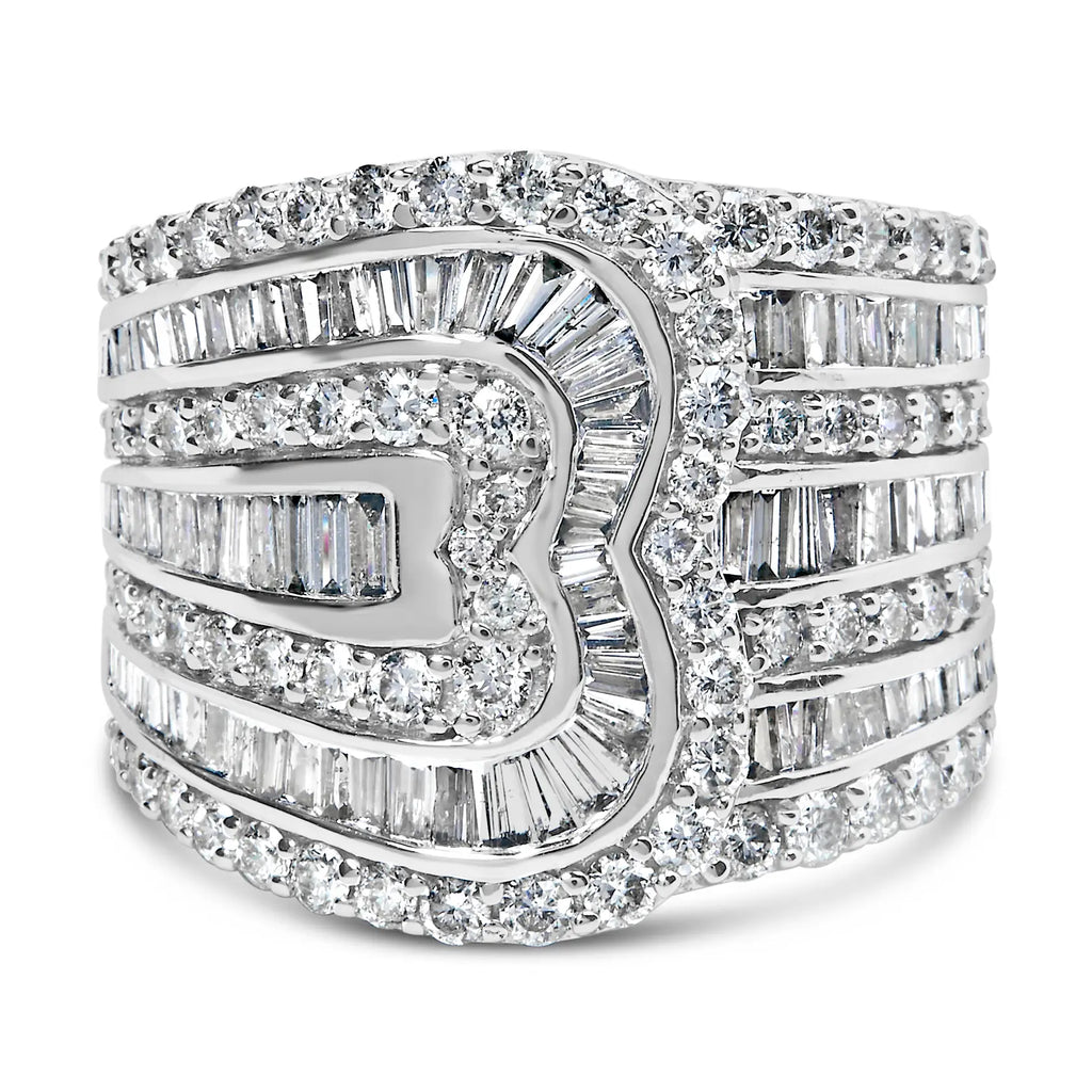 10K White Gold 2 1/2 Carat Diamond Multi-Row Bypass Wedding Ring