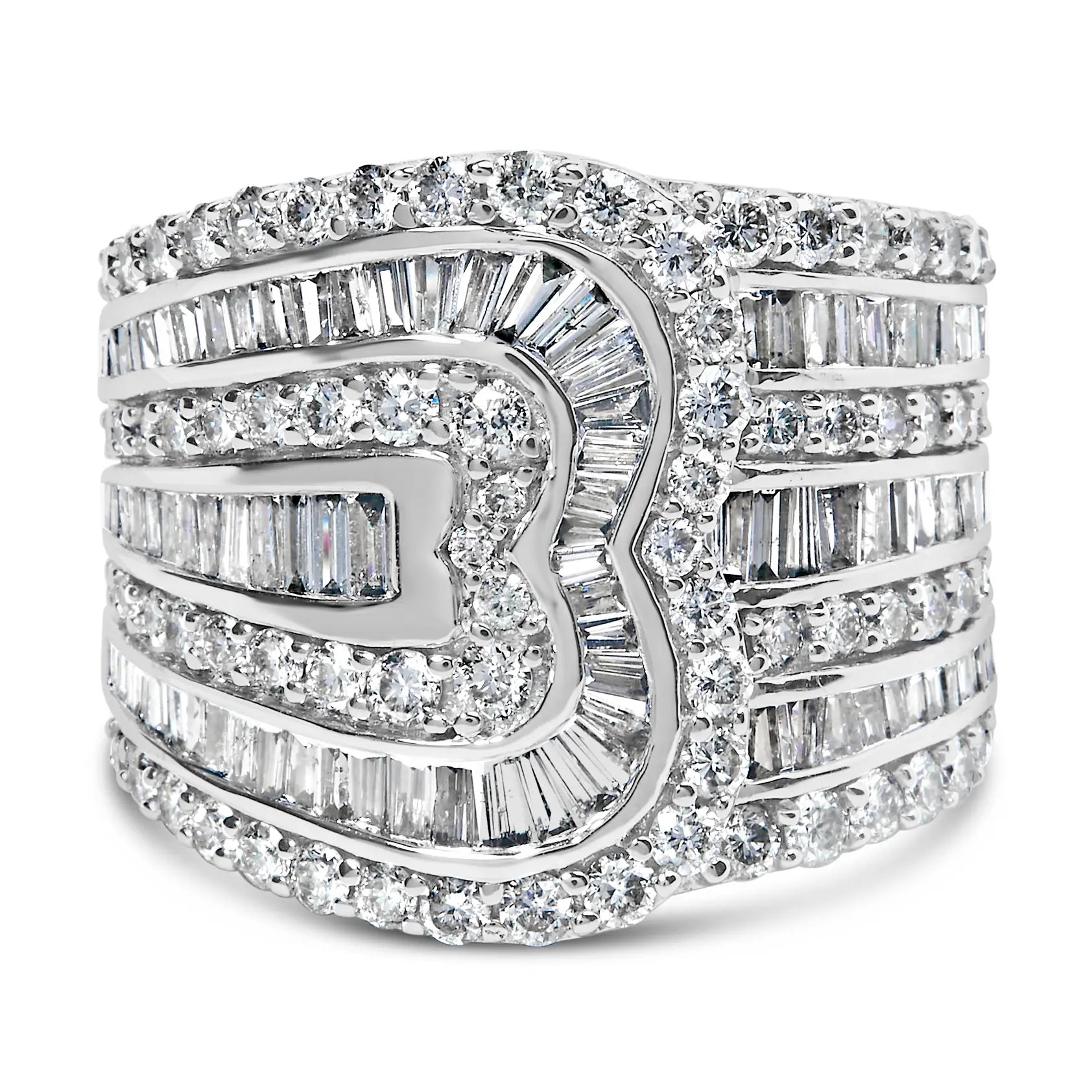 10K White Gold 2 1/2 Carat Diamond Multi-Row Bypass Wedding Ring