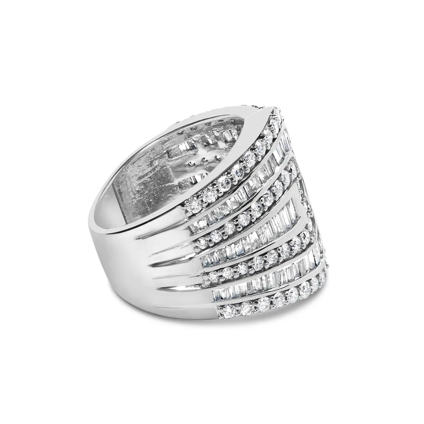10K White Gold 2 1/2 Carat Diamond Multi-Row Bypass Wedding Ring