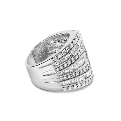 10K White Gold 2 1/2 Carat Diamond Multi-Row Bypass Wedding Ring
