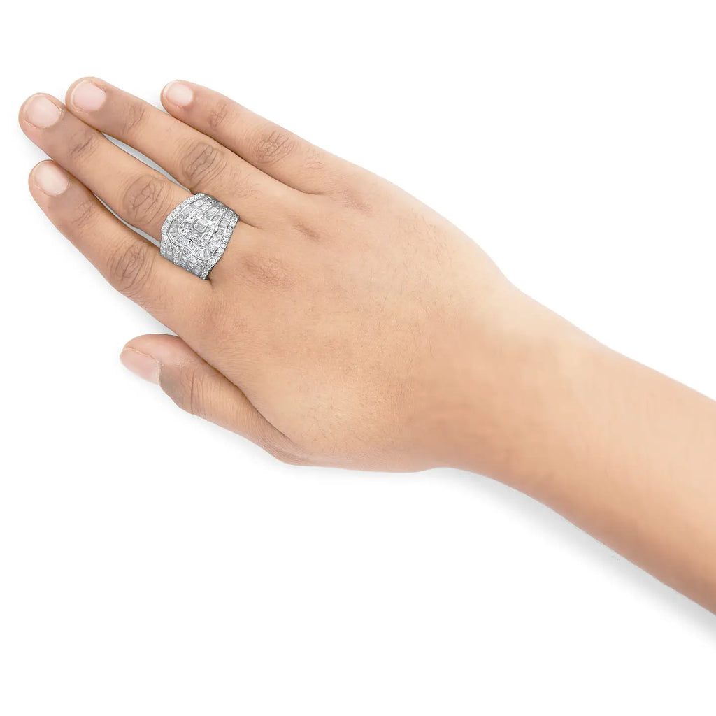 10K White Gold 2 1/2 Carat Diamond Multi-Row Bypass Wedding Ring