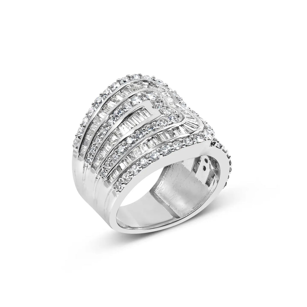 10K White Gold 2 1/2 Carat Diamond Multi-Row Bypass Wedding Ring