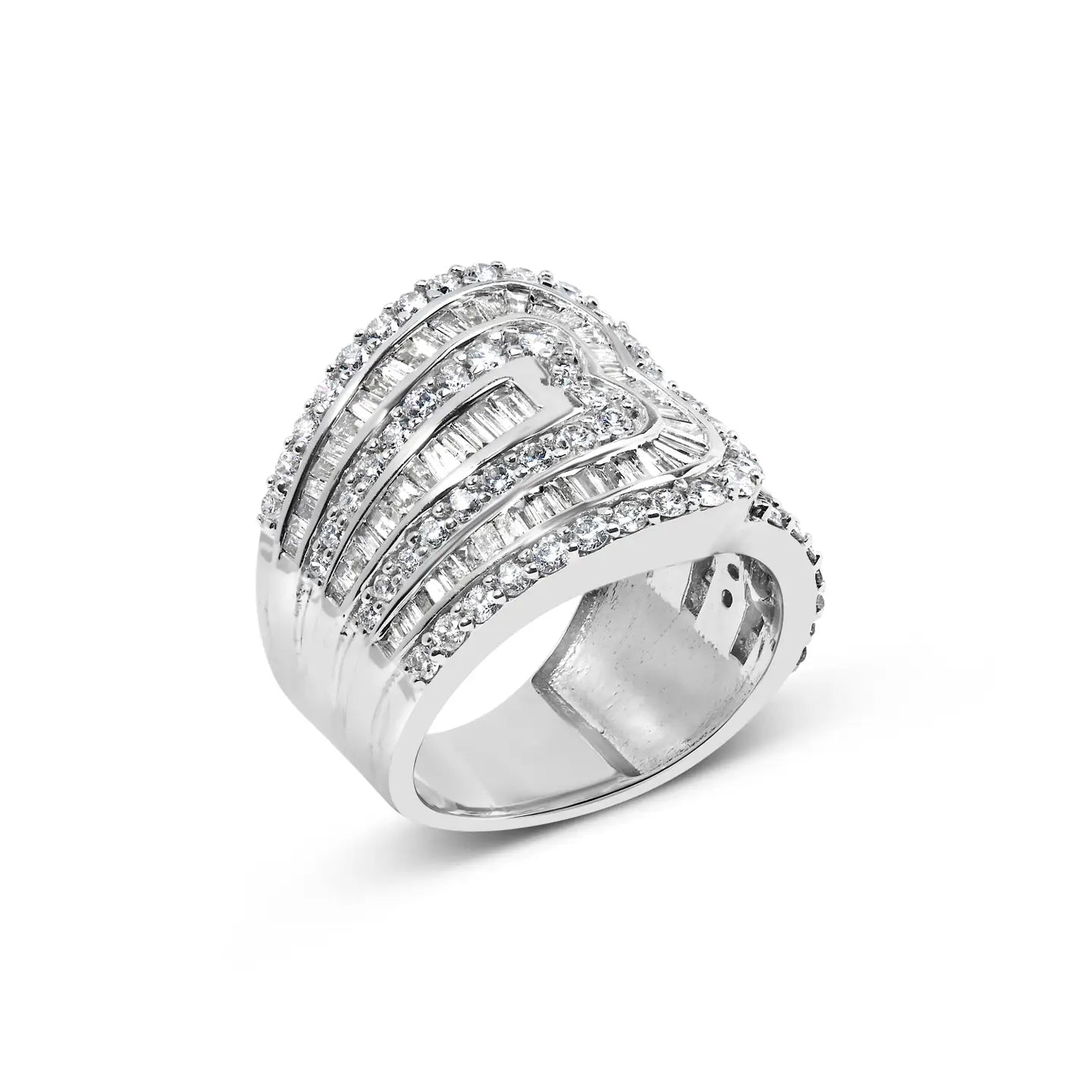 10K White Gold 2 1/2 Carat Diamond Multi-Row Bypass Wedding Ring