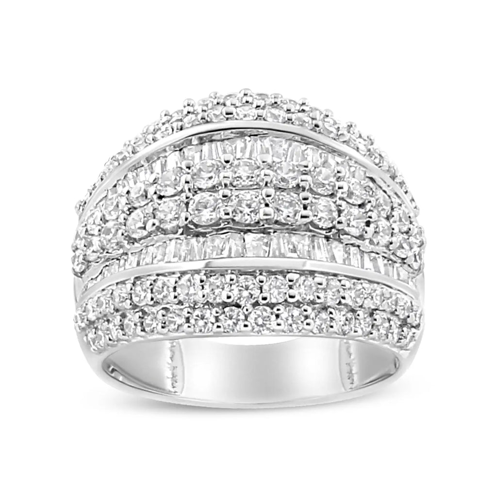 Sterling Silver 2.00 Diamond Wedding Cluster Ring
