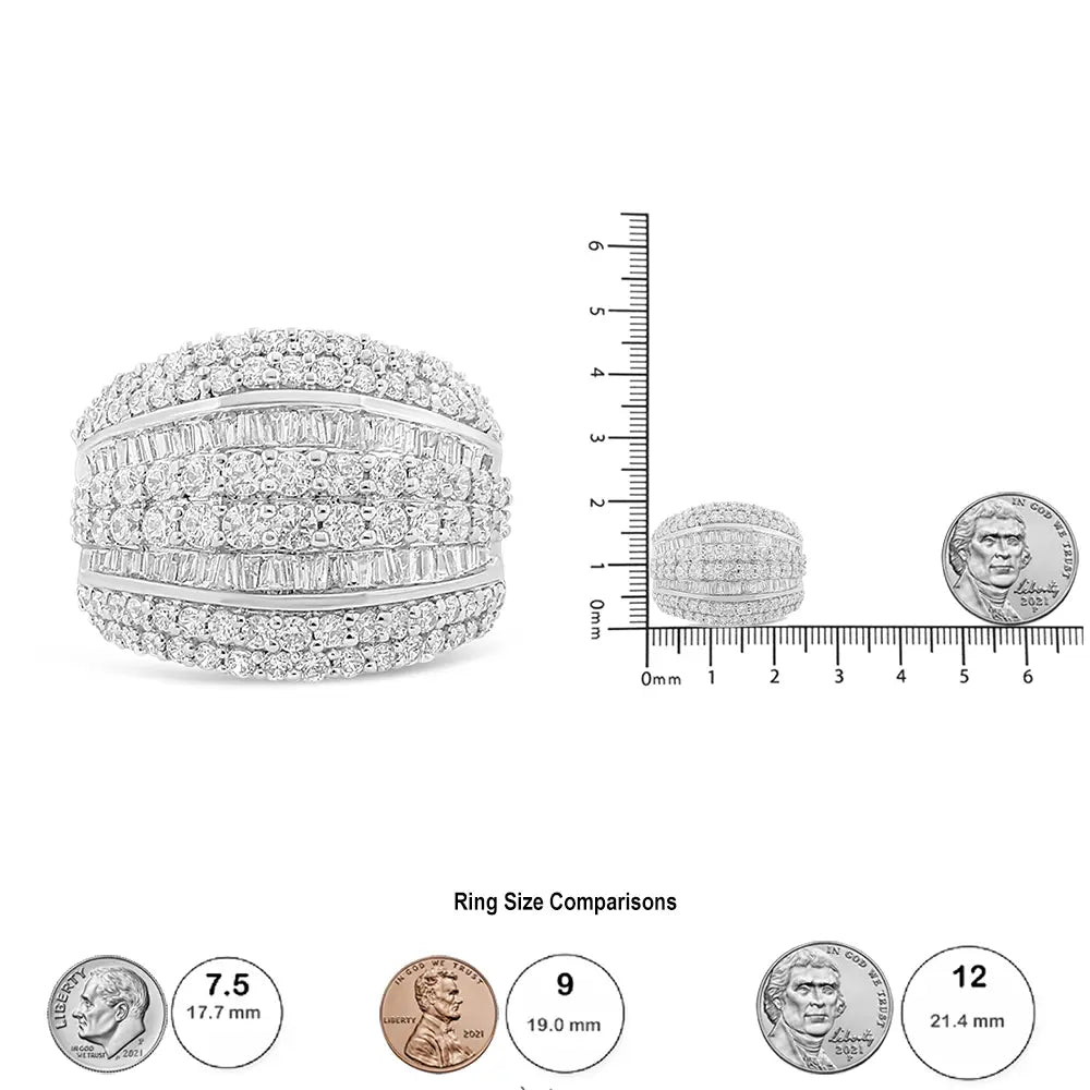 Sterling Silver 2.00 Diamond Wedding Cluster Ring