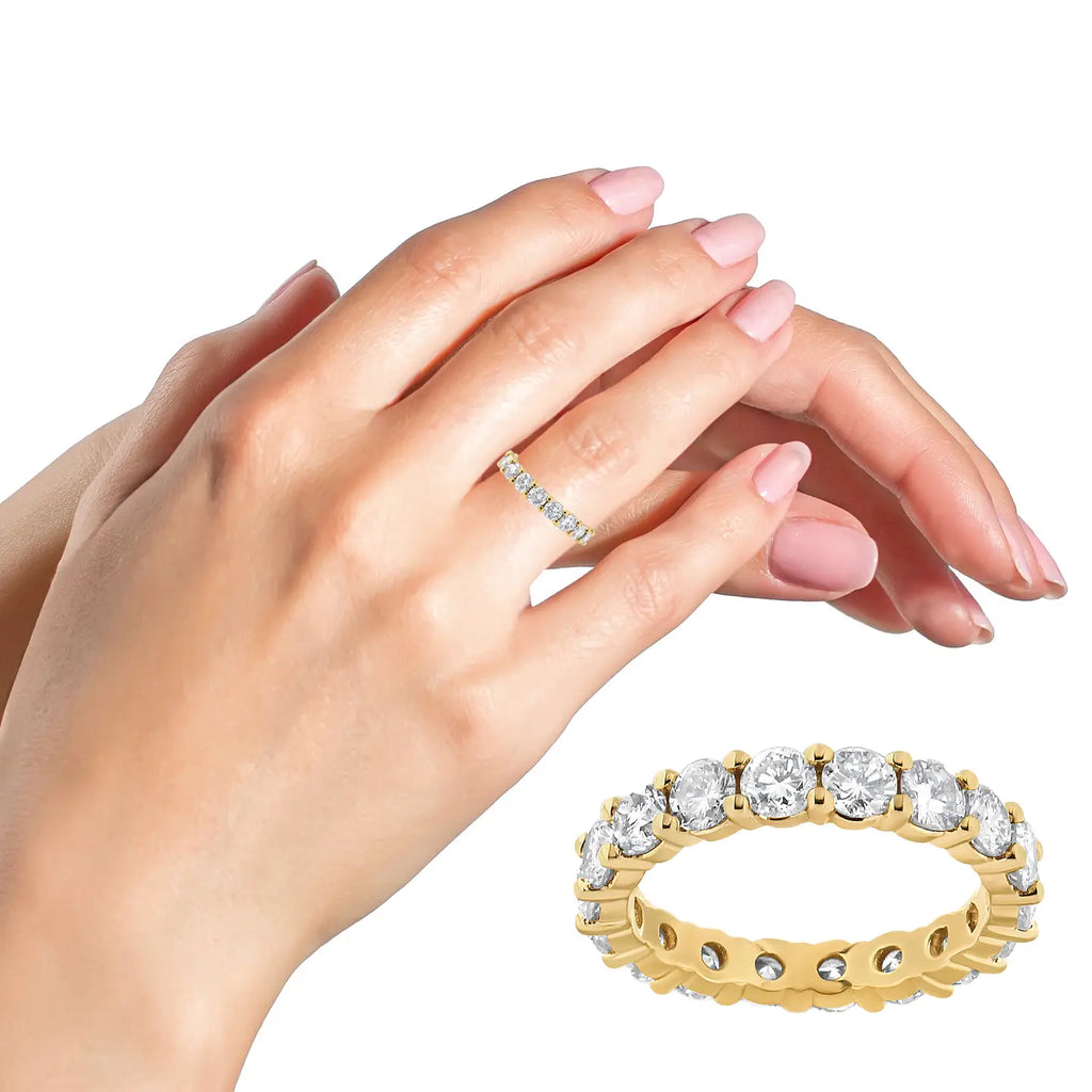 14K Yellow Gold 3.0 Carat Round Cut Diamond Eternity Band