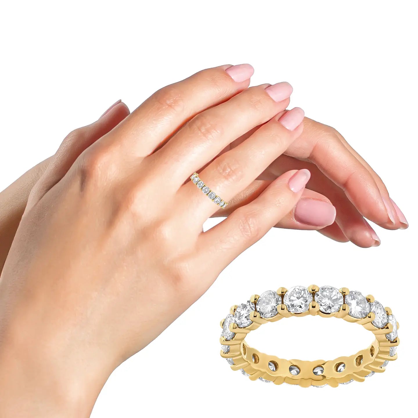 14K Yellow Gold 3.0 Carat Round Cut Diamond Eternity Band